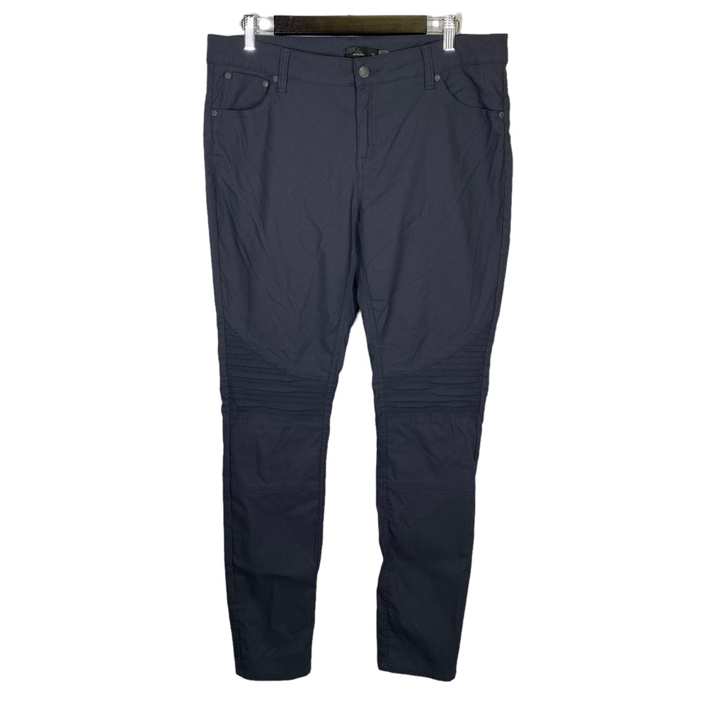 Prana Brenna Moto Style UPF 50+ Mid-Rise Grey Blue Skinny Pants 14
